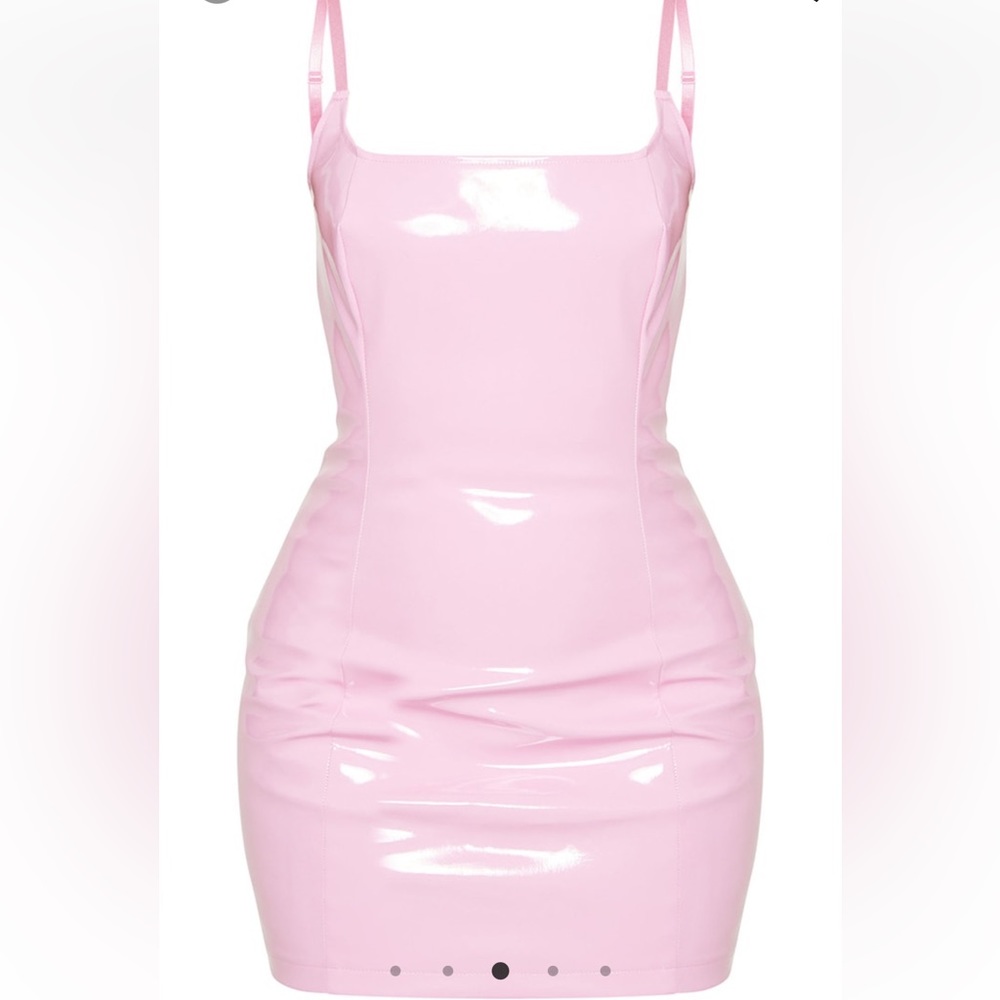 Pink faux leather dress